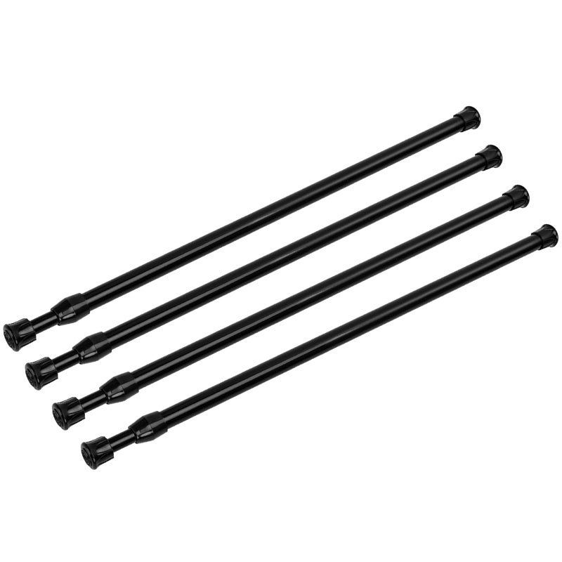 Ginbel Direct 4 Pack Tension Curtain Rod 15.7-28 Inch, Small Short Adjustable Extendable Spring Loaded Rods for Windows Cabinet Blinds Closet Bedroom Kitchen Bathroom Door No Drilling, Black - Image 1
